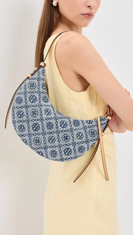 Romy Denim Half Moon Bag