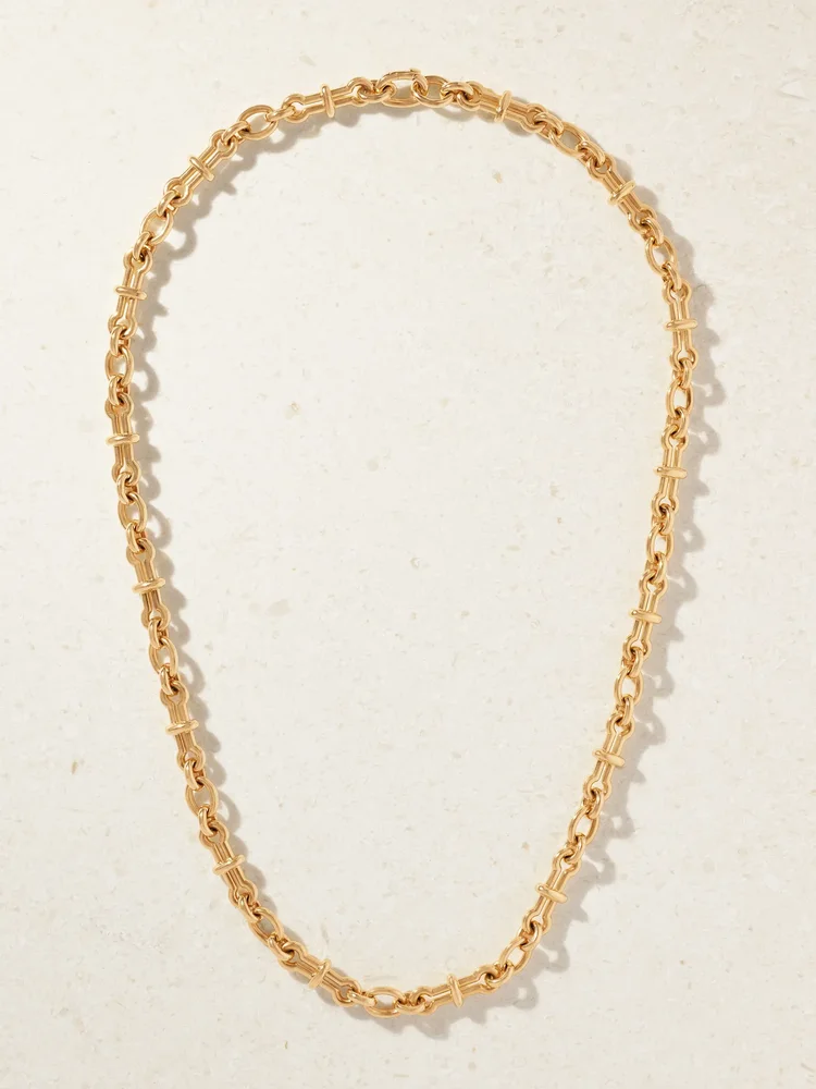 Barbell 18-karat gold chain necklace