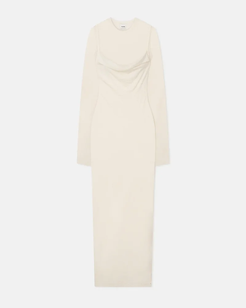 Linora - Draped Wool Jersey Midi Dress - Creme