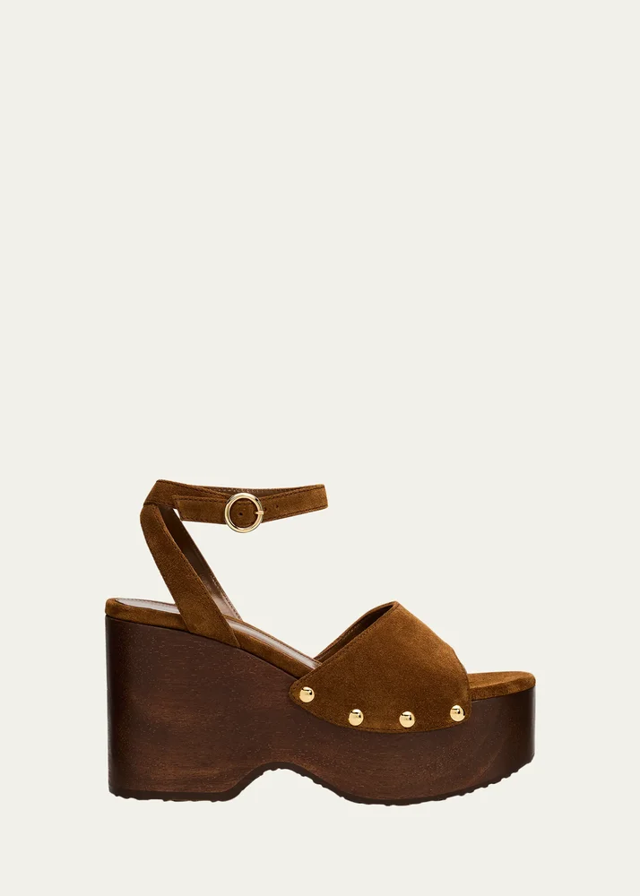 Suede Ankle-Strap Platform Sandals