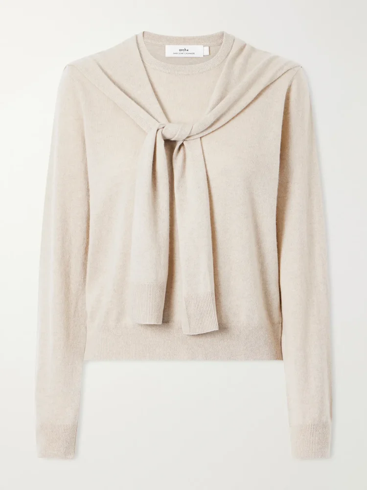 eldergrove tie detailed cashmere sweater