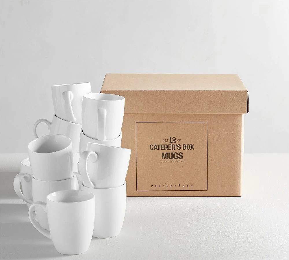 Caterer's Box Porcelain Mugs, Set of 12