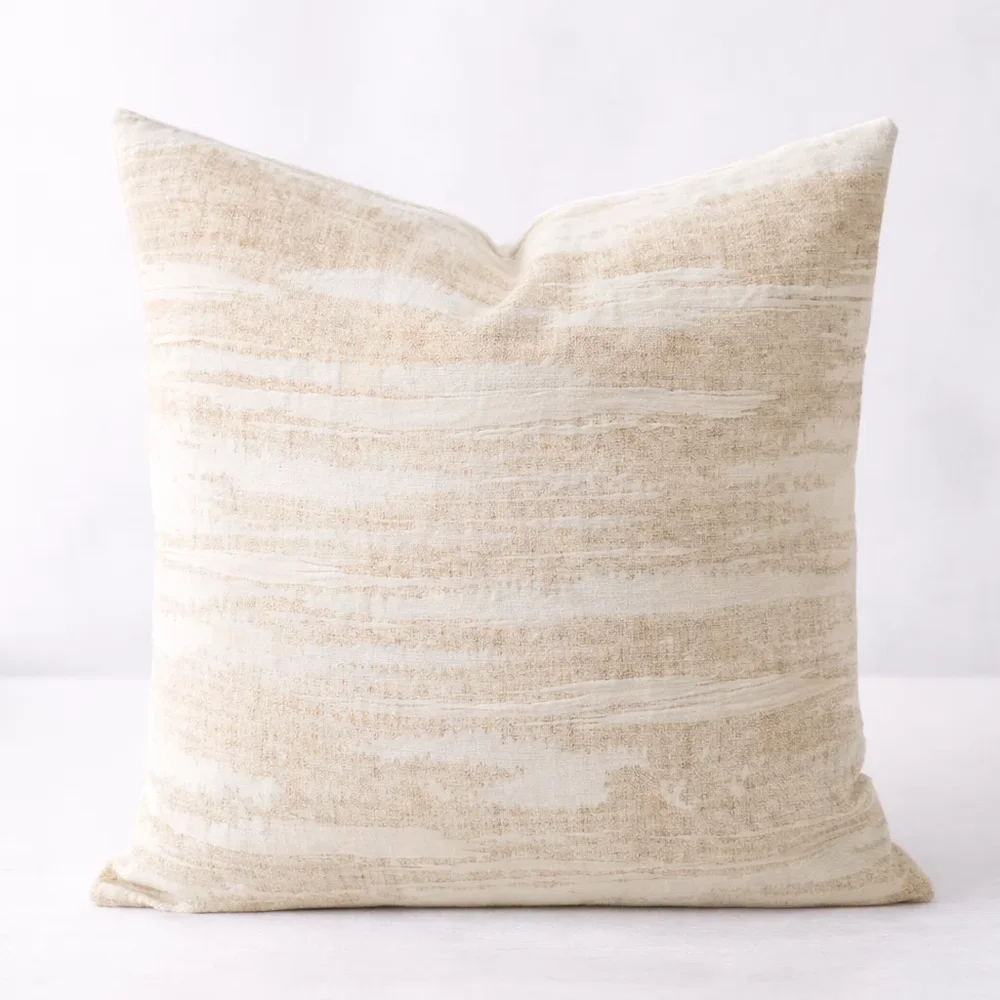 Cream Chenille Jacquard Decorative Throw Pillow Cover 18" x 18"