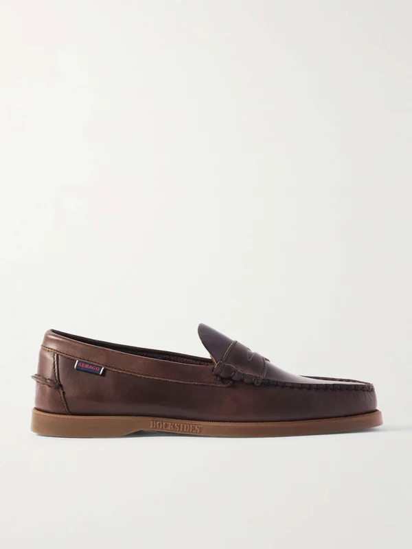 SEBAGO Dolphin Waxed-Leather Penny Loafers for Men