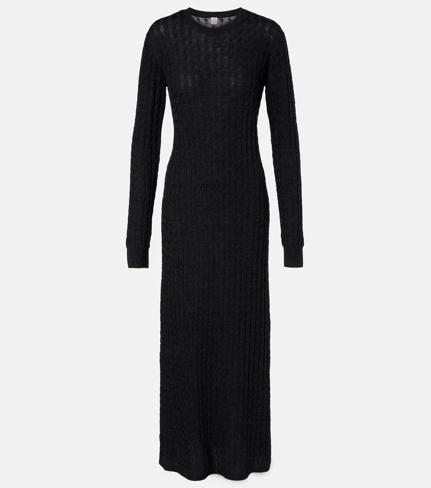 Cable-knit wool maxi dress