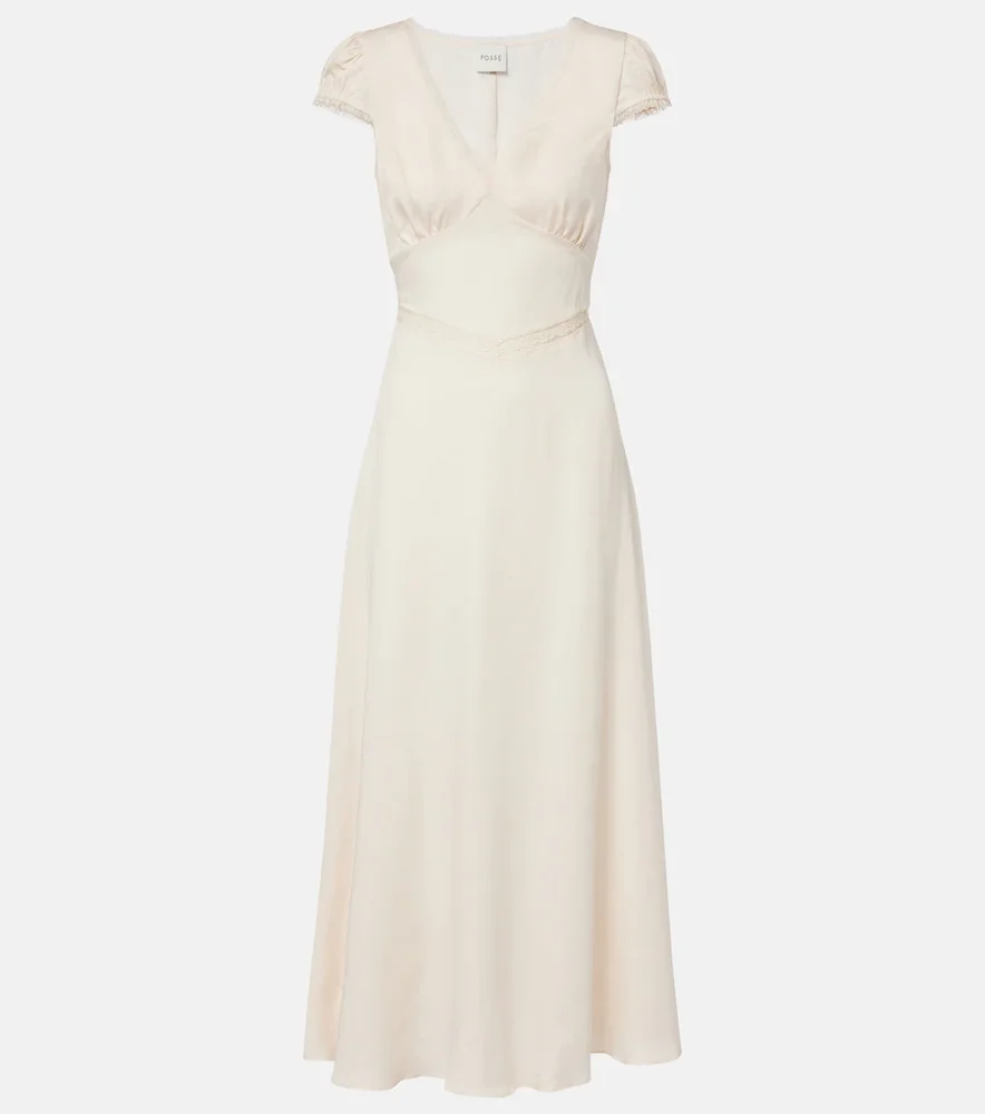 Perla lace-trimmed midi dress