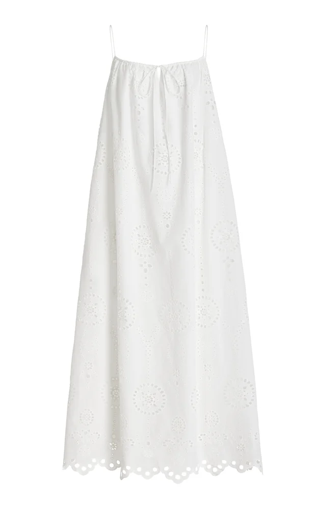 Broderie Cotton Midi Dress