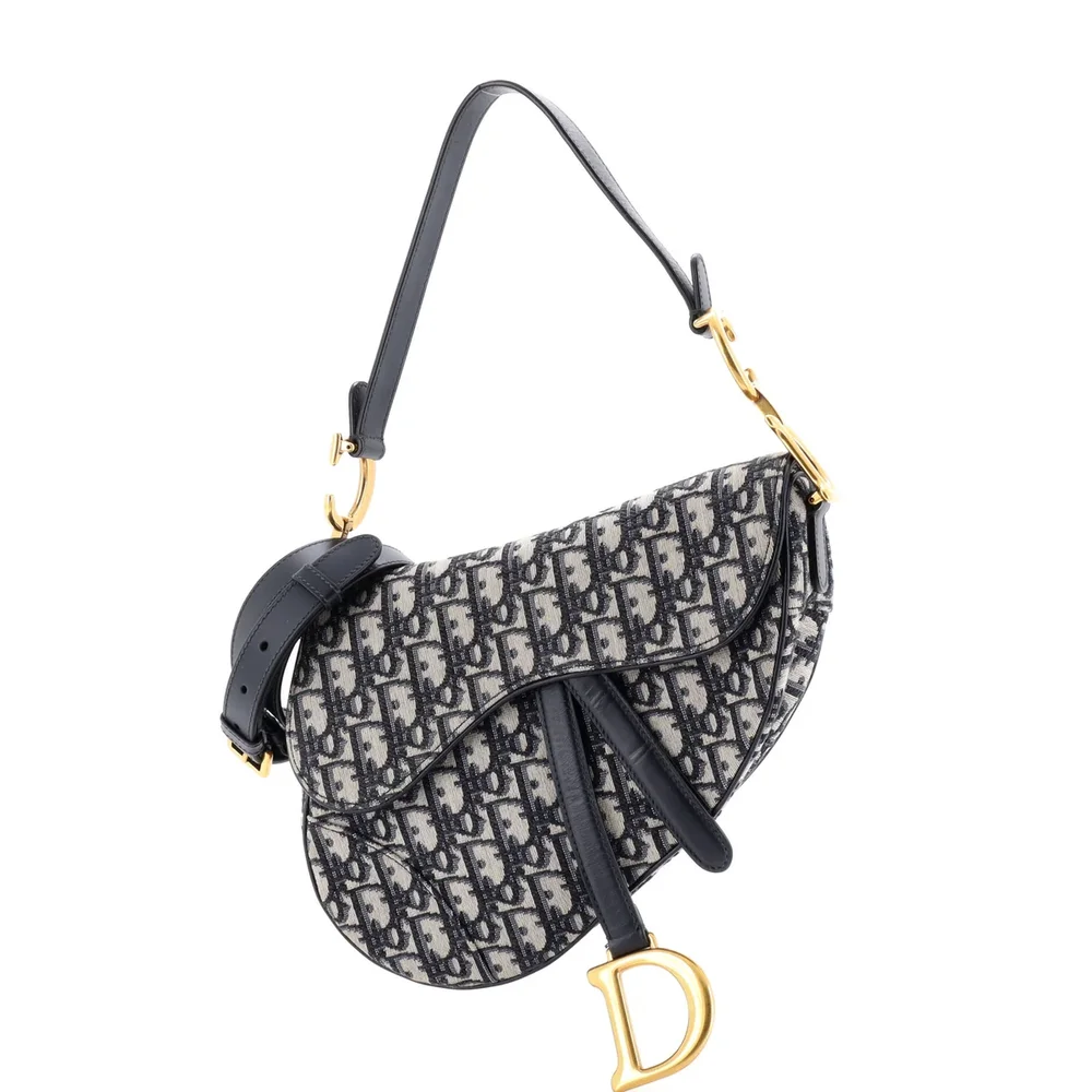 Dior Saddle Handbag with Strap Oblique Canvas Medium, Blue