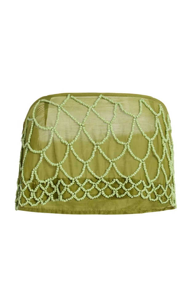 La Isla Mika Beaded Cotton Strapless Top
