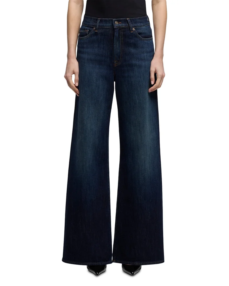 Lotta Tailorless High Rise Wide Leg Jeans in Deep Sea