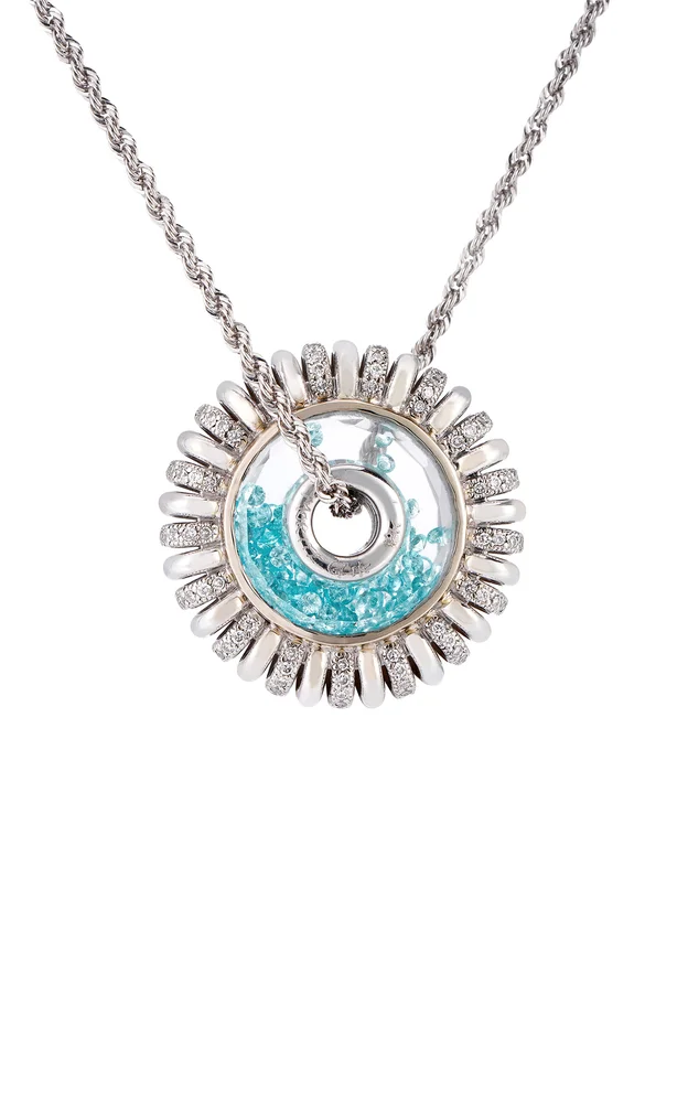 18k White Gold Mola Roda 15 Necklace Half-Pave Paraiba