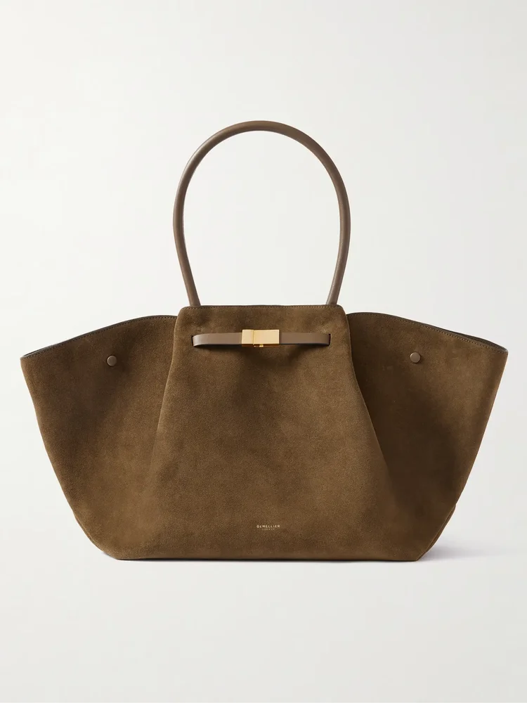 The New York large leather-trimmed suede tote