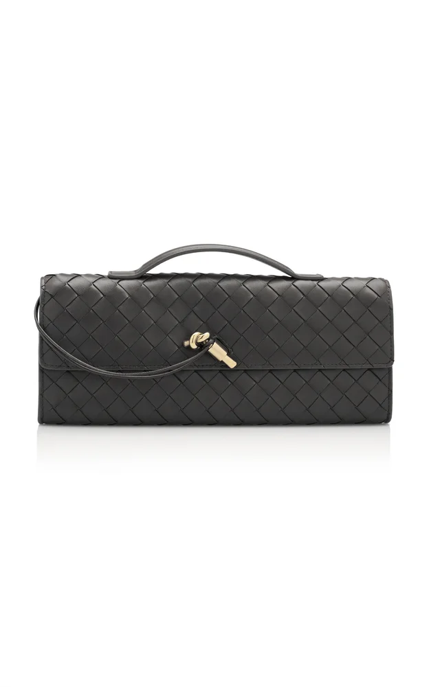 Long Andiamo Intrecciato Leather Clutch