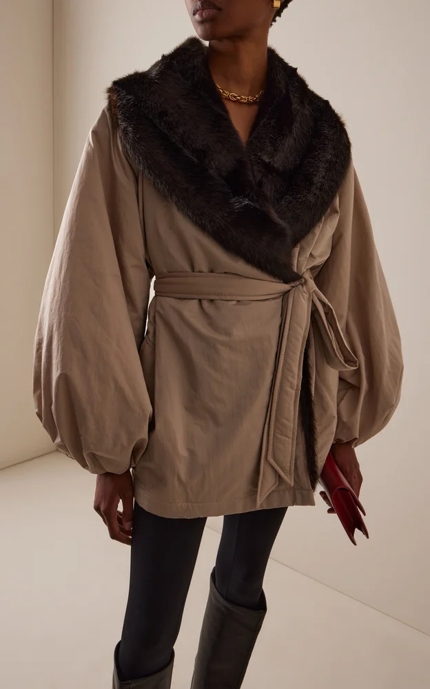 Plush-Trimmed Nylon Puff Jacket