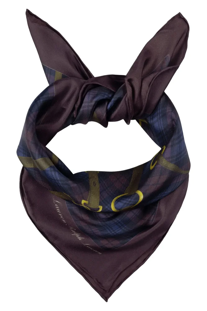 Equestrian Plaid Silk Square Scarf