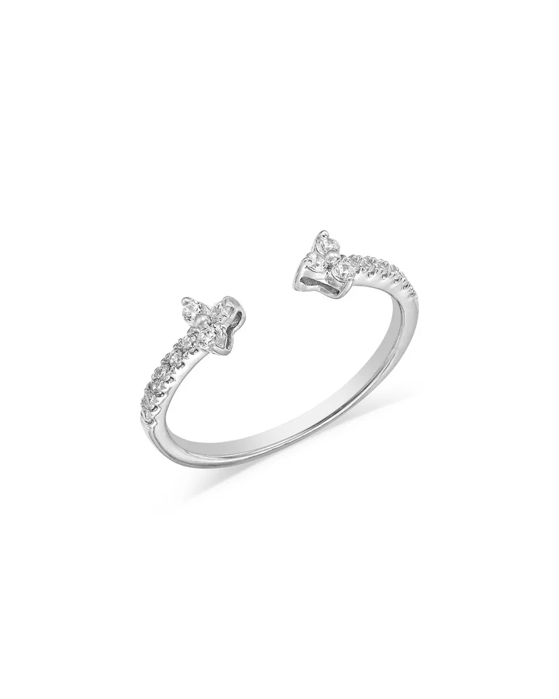Diamond Open Trio Ring in 14K White Gold, 0.2 tcw