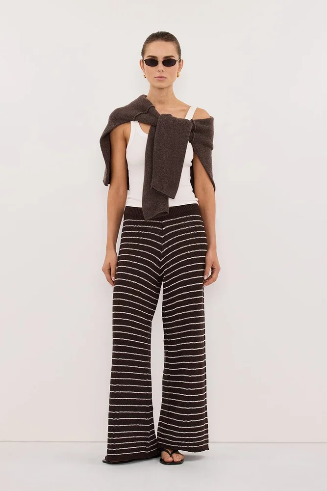 ASPEN CHOC STRIPE KNIT PANT