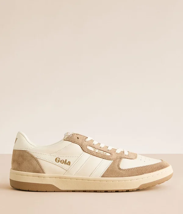 Hawk 89 Leather Sneaker in Off White Light Caramel