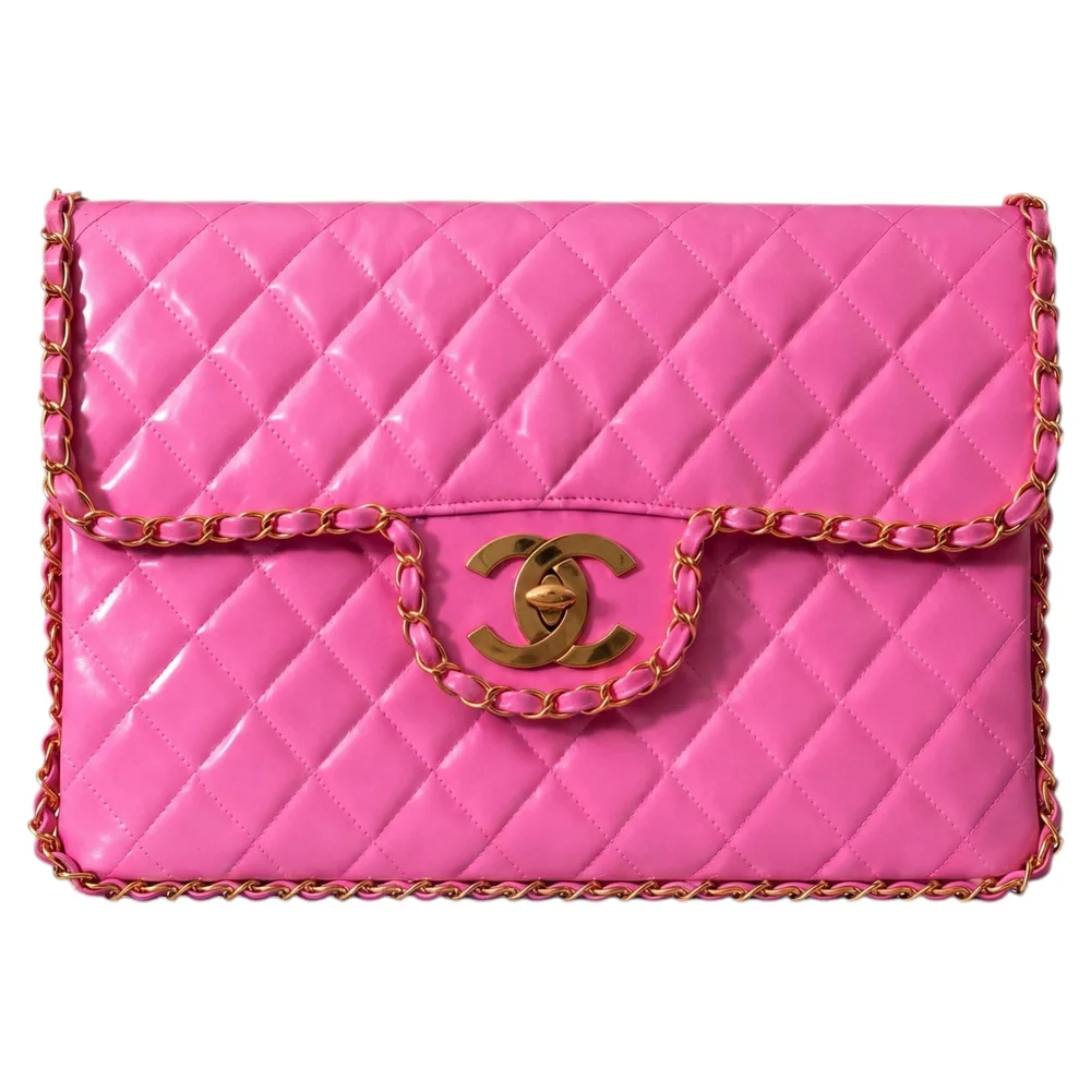 Pre-Owned 1995 Barbie Pink Maxi Patent Flap Bag
