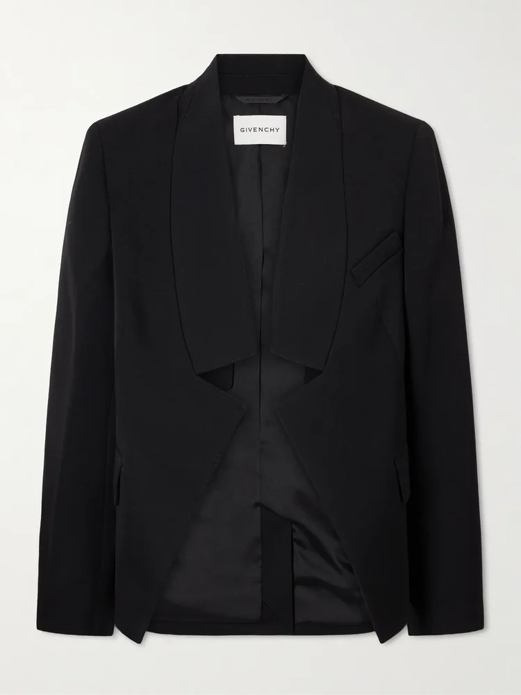 Reverse lapel wool grain de poudre jacket