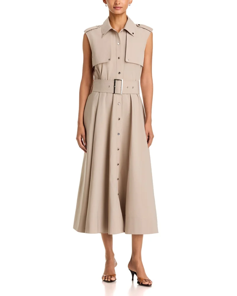 Gail Button Front Belted Midi Dress
