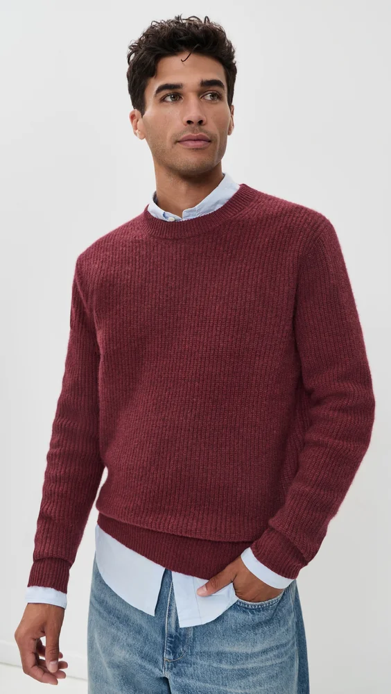 Washed Cashmere Jordan Sweater (Heather Burgundy)
