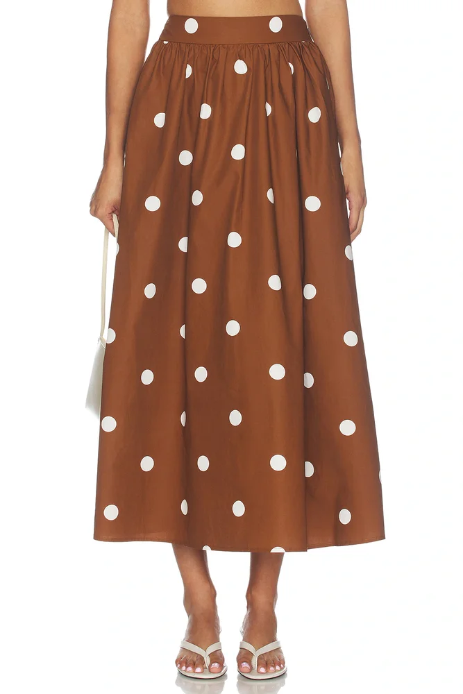 Susana Monaco Polka Dot Poplin Midi Skirt