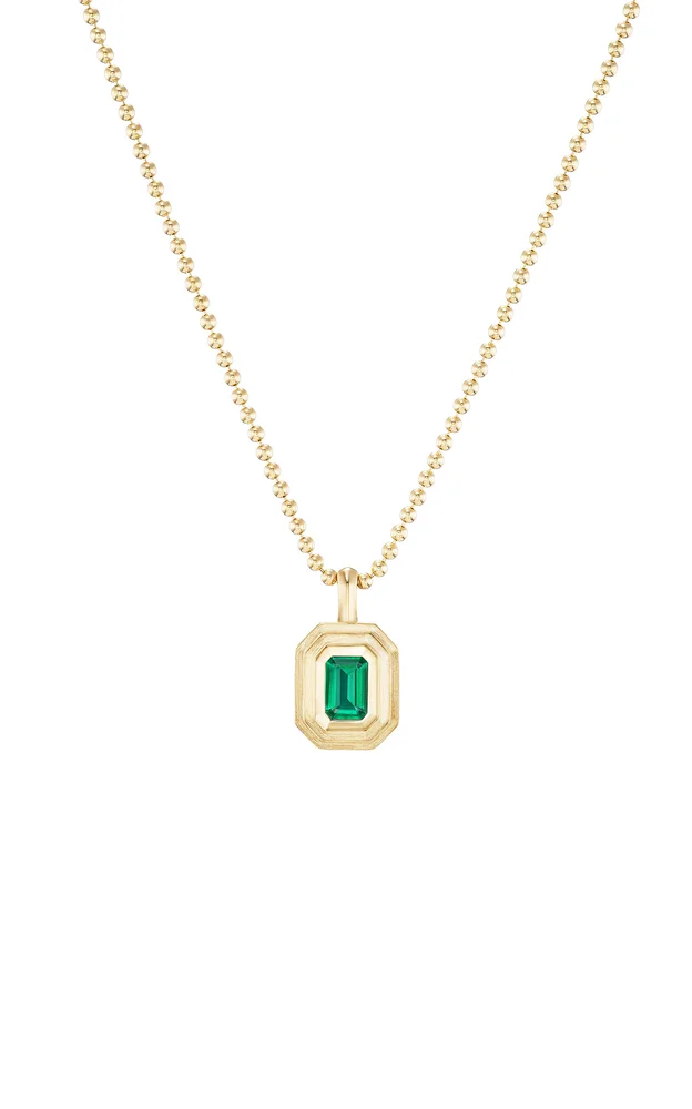 14K Yellow Gold Emerald Necklace