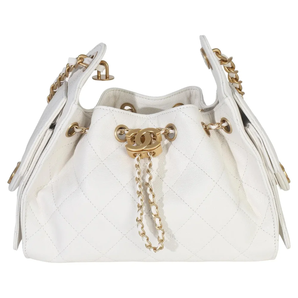 Pre-Owned 25 Mini Hobo Bag White Quilted Caviar