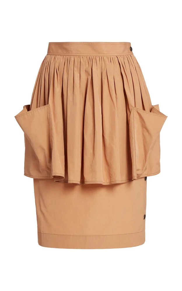 Peplum Cotton Knee-Length Skirt