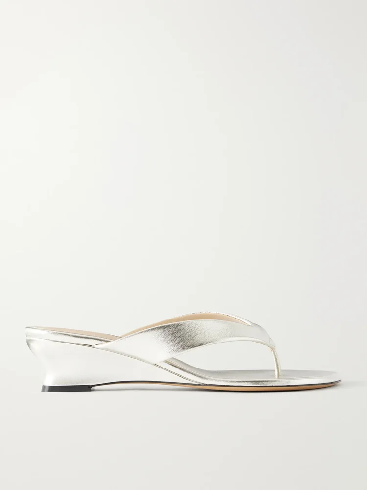 40 Metallic Leather Wedge Sandals