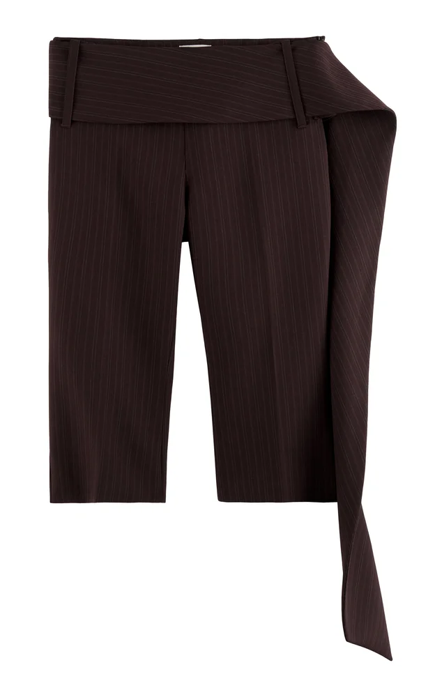 Exclusive Belted Crepe Straight-Leg Capri Pants