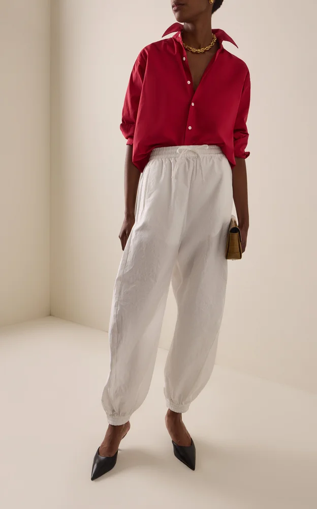 Cotton-Blend Balloon Track Pants