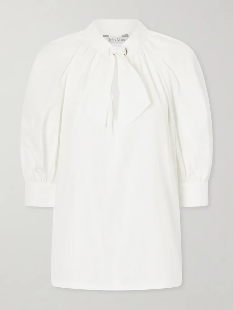 Scarf-detailed cotton shirt