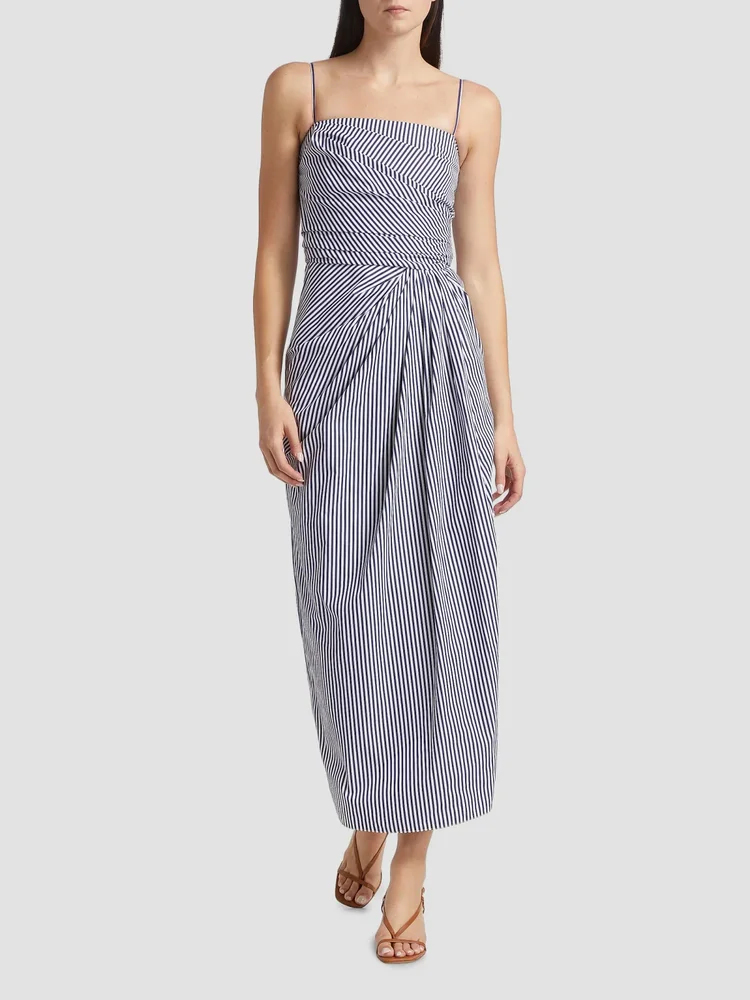 Cari Stripe Poplin Midi-Dress