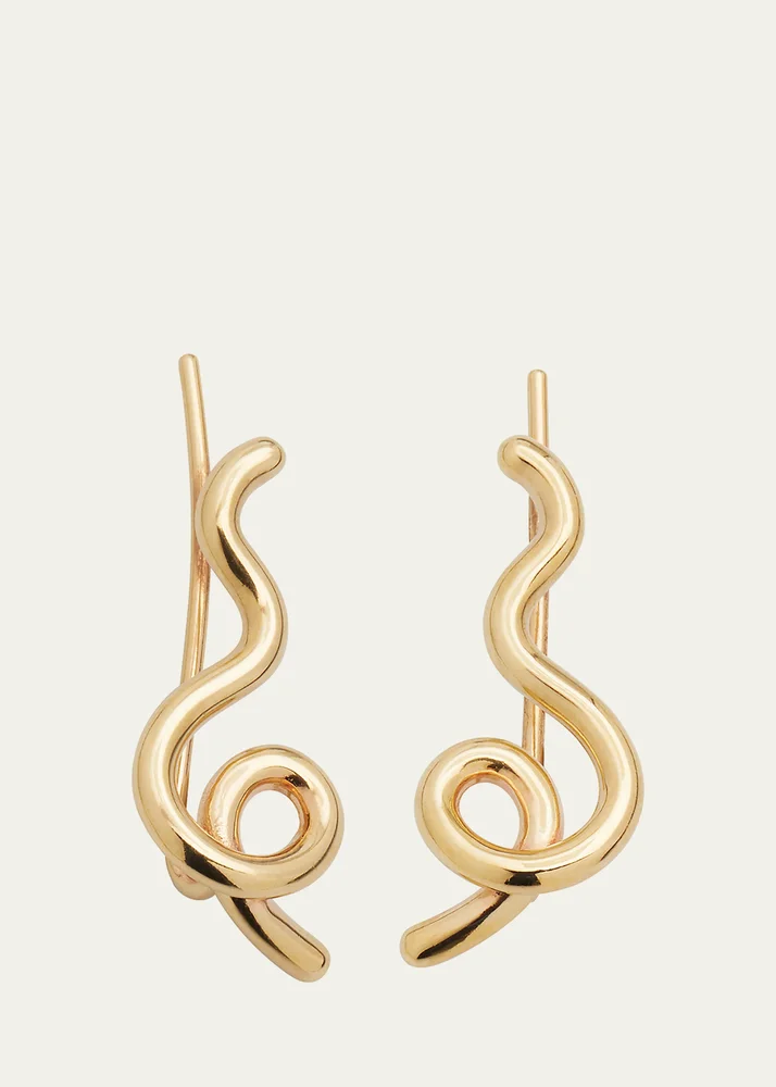 9K Yellow Gold Wow Mini Climber Earrings