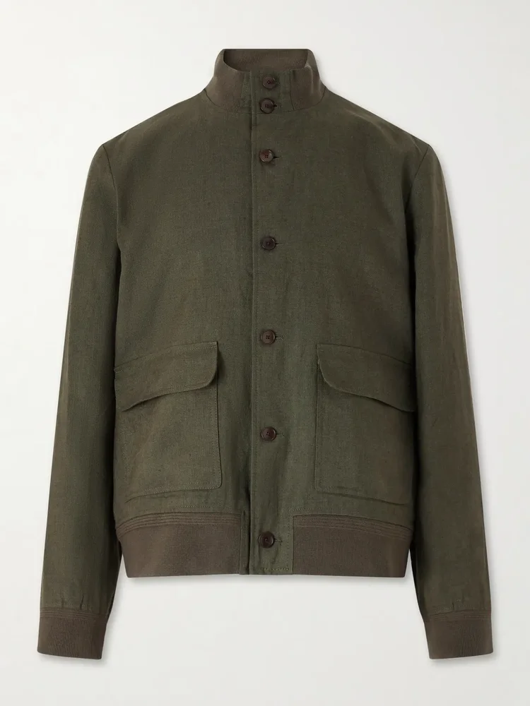 Linen-Twill Harrington Jacket