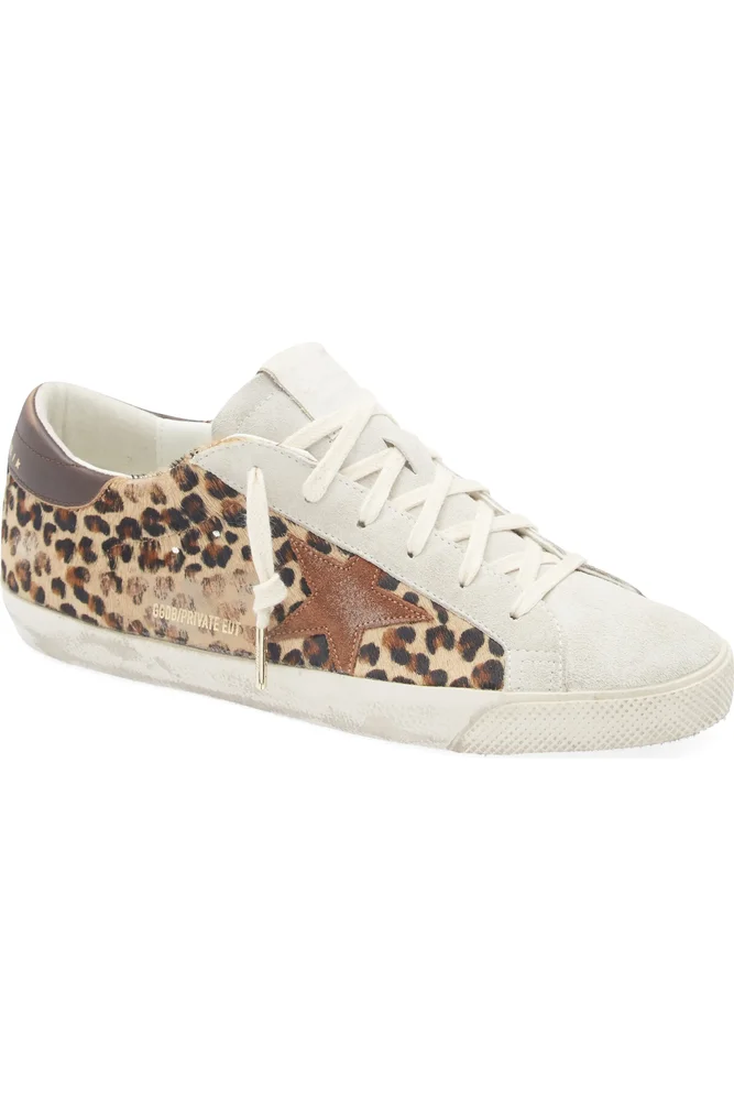 Super-Star Leopard Print Genuine Calf Hair Sneaker