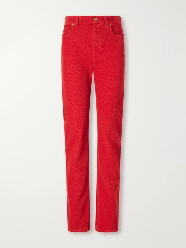 Cotton-corduroy straight-leg pants