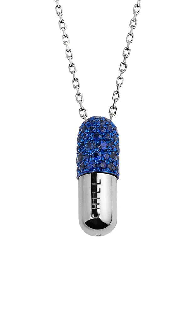Chill 18K White Gold Sapphire Pill Necklace