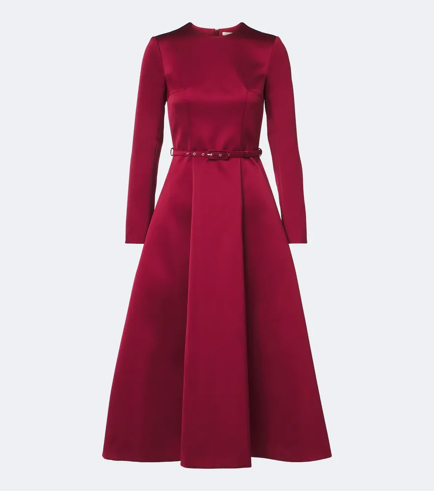 Capucine belted satin midi dress