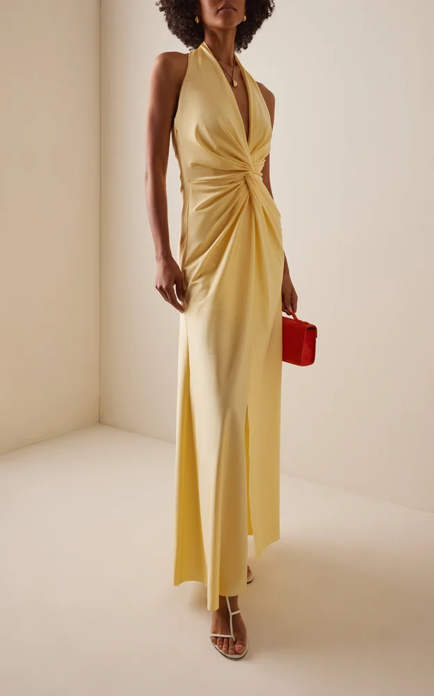 Exclusive Mendra Jersey Maxi Halter Dress