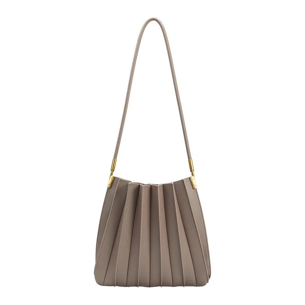 Carrie Mushroom Pleated Vegan Leather Shoulder Bag