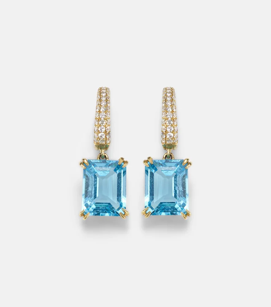 Yana Charmed Micro 18kt gold earrings with topazes and diamonds