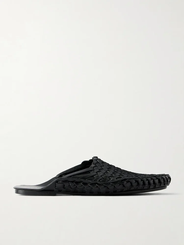 woven leather mules