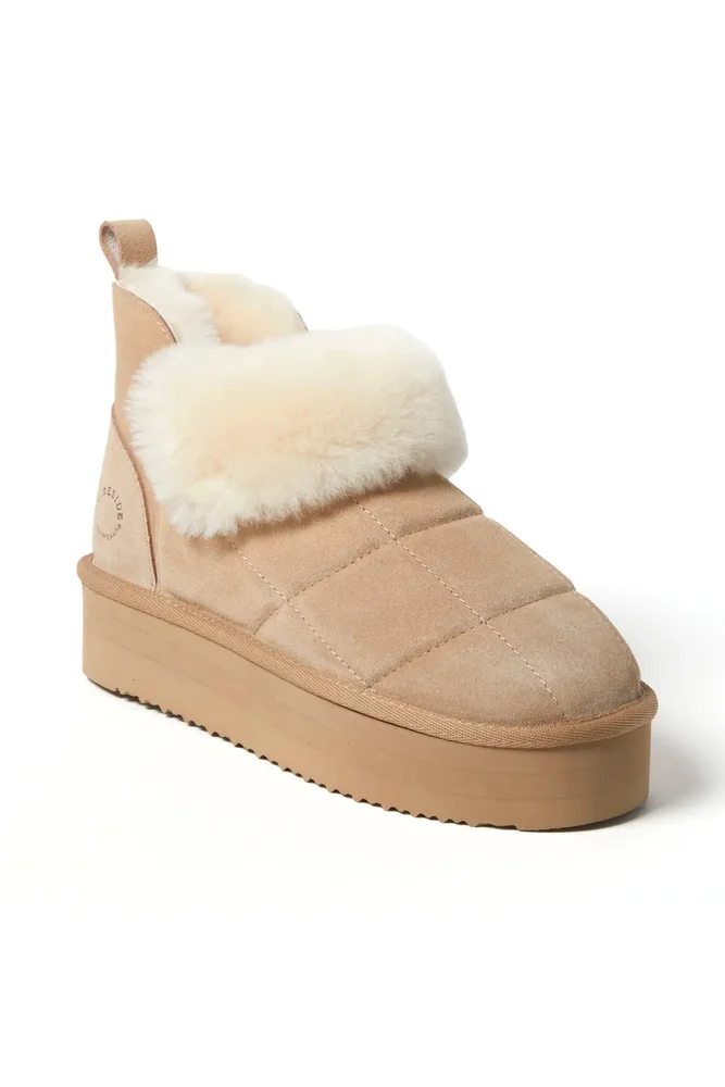 Fireside Bayswater Genuine Shearling Quilted Platform Bootie