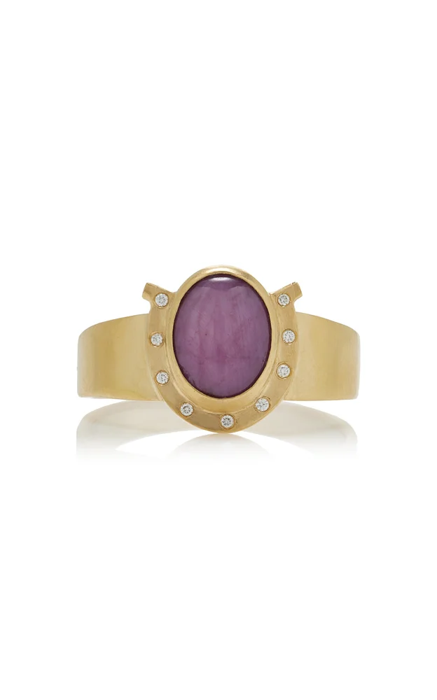Paloma Lone Star 18K Yellow Gold Diamond and Star Ruby Ring