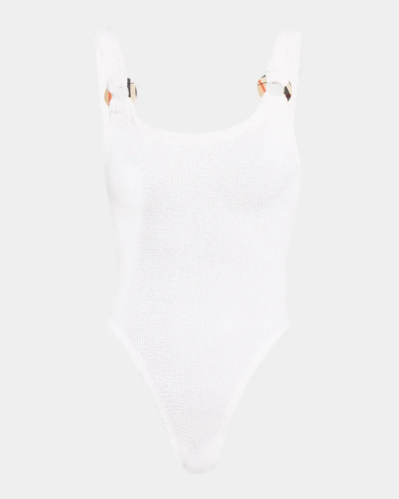 x Hunza G Domino Check Ring One-Piece Swimsuit