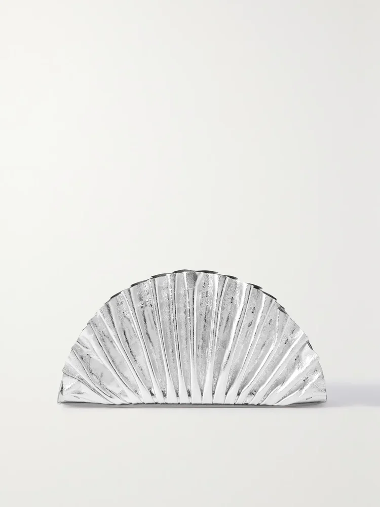 Nala ruched metallic leather clutch