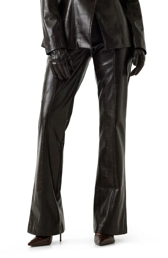 Alessandria Croc Embossed Faux Leather Bootcut Pants